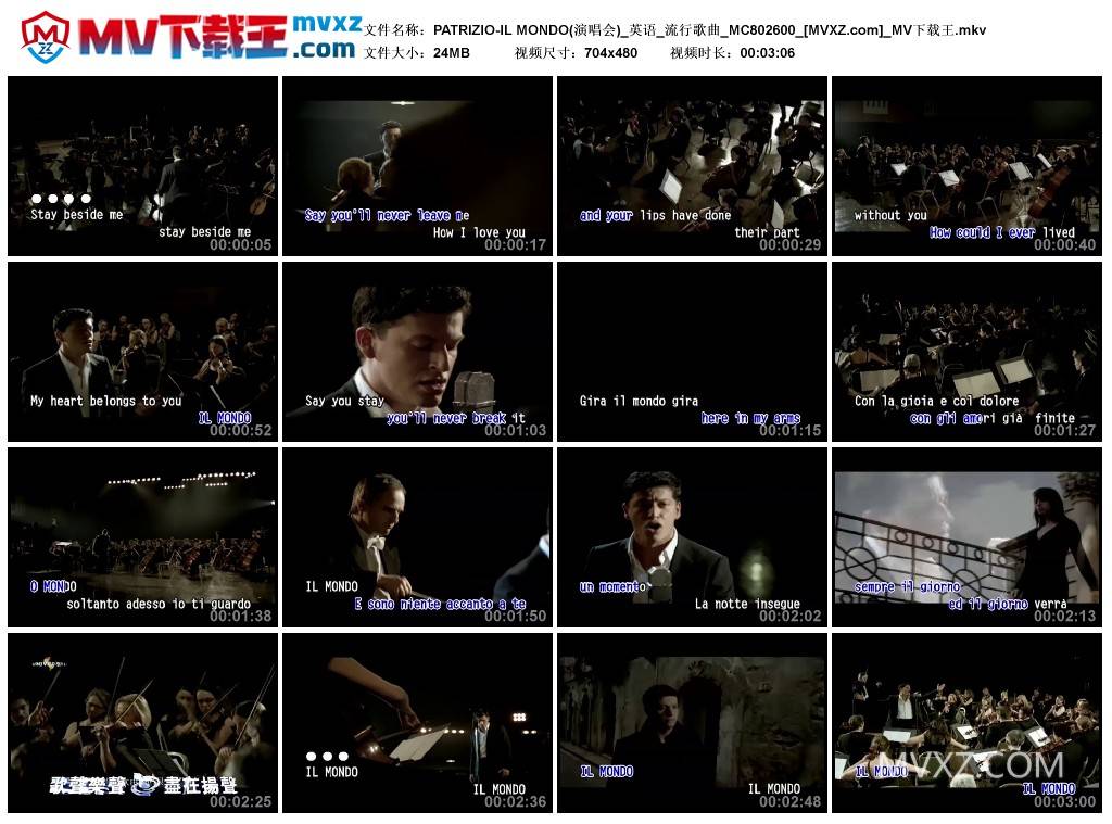 PATRIZIO-IL MONDO(演唱会)_英语_流行歌曲_MC802600